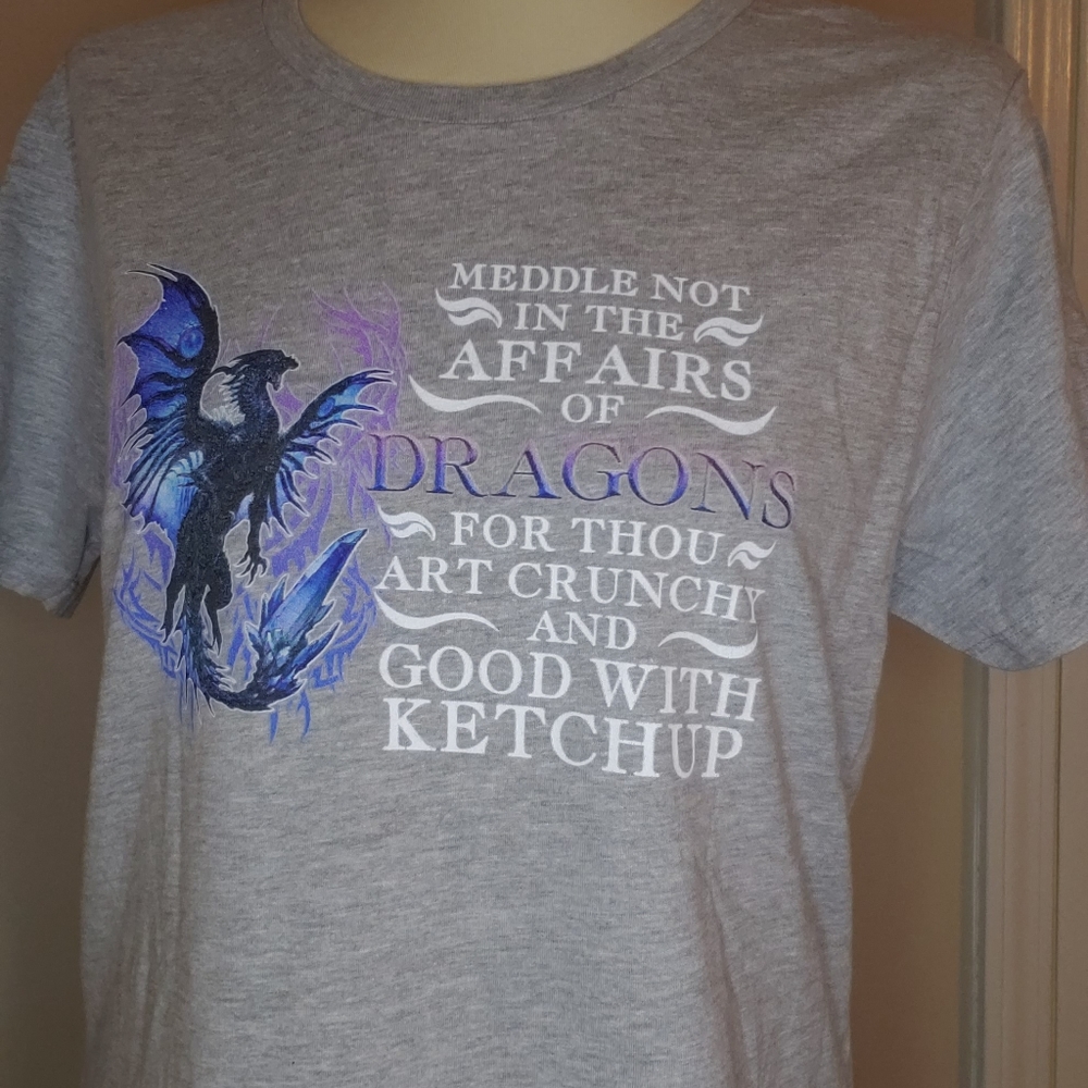Meddle not w Dragons, funny graphic tee XXL/XL